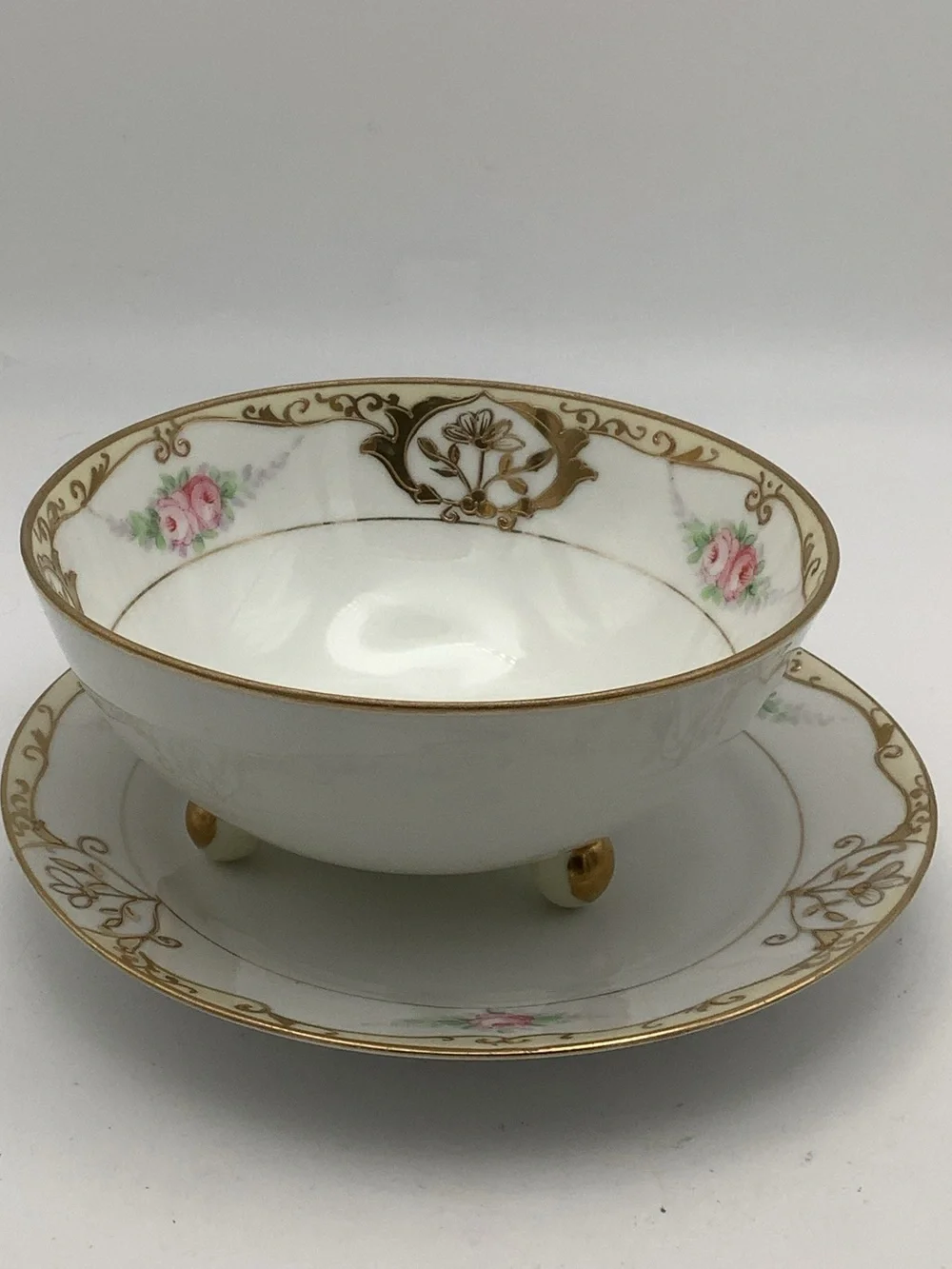 Antique Hand  Painted Nippon Footed Bowl